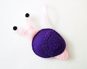 Felt Ornament -  Penelope the Snail - Pink and Purple