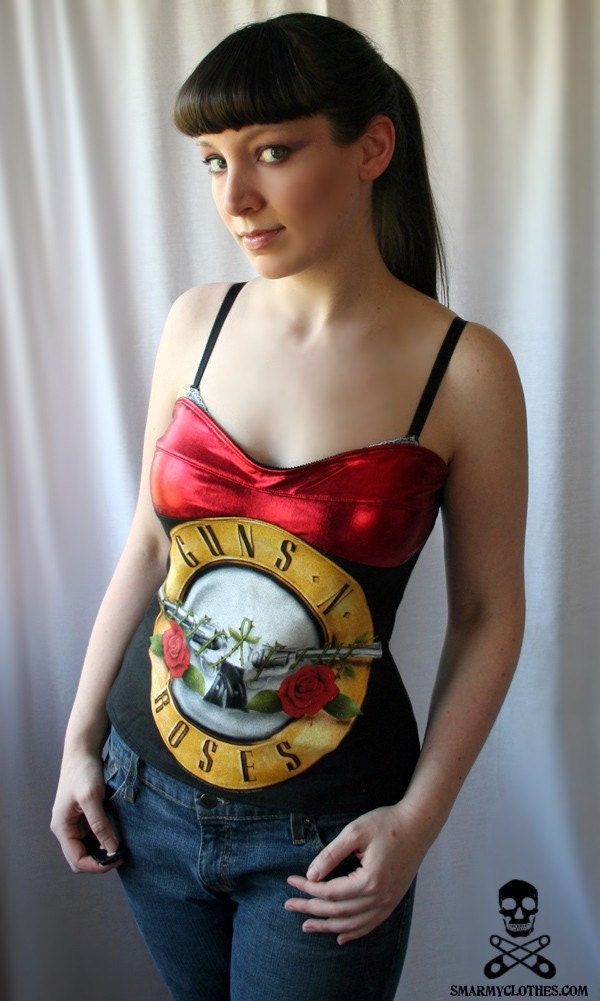 Guns n Roses corset top - RED METAL - smarmyclothes diy 80s
