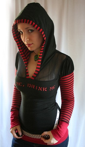 split neck custom hoodie top - handmade from YOUR shirt - smarmyclothes diy reconstructed