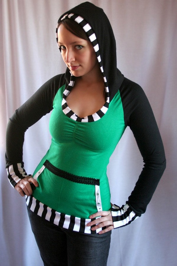 scoopneck hoodie top - custom handmade from YOUR shirt - smarmyclothes diy reconstructed