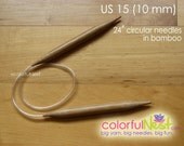 US 15 Circular Knitting Needles - 24 inch any length available bamboo with plastic tubing (12.75mm) 20 inch 16 inch