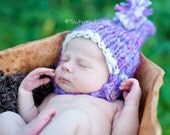 Newborn Photography Prop Hat Baby Girl Hat Baby Boy Hat Newborn Chinny Chin Chinstrap Stocking Tail by TrickyKnits