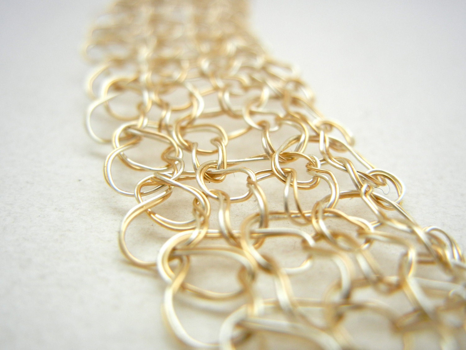 Knitted wire necklace in Silver and Gold - Wedding Choker in metallics or any color