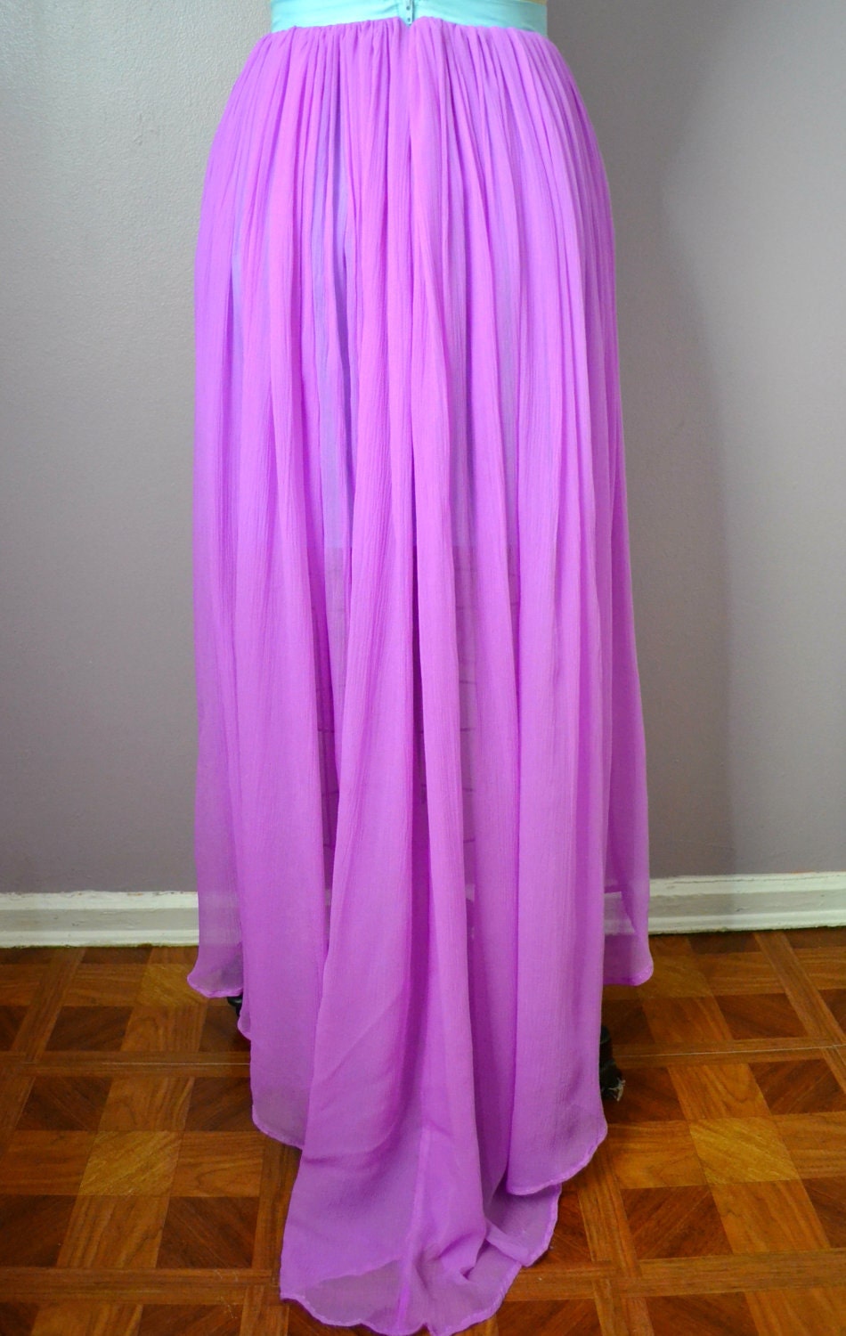 Silk High/Low Hem Skirt With Center Slit