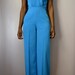 Blue Cross Back Wide Leg Jumpsuit