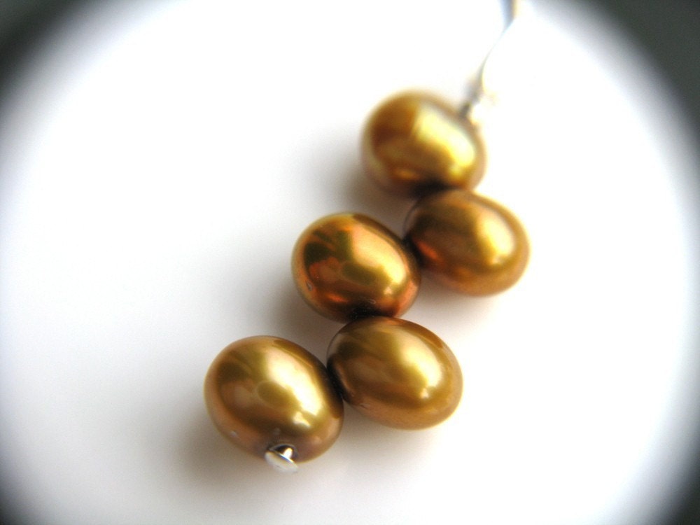 Golden Pearl Earring . Art Deco Earrings . Pearl Drop Earrings . Bridesmaid Earrings . Sterling Silver - California Collection
