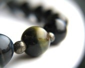 Tiger Eye Necklace . Beaded Choker Necklace . Blue Tiger Eye and Iron Pyrite Necklace - Mystic Collection . The Galaxy Series