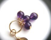 Amethyst Purple Earrings . Tiny Hoop Earrings . Purple Gold Earrings . Purple Bridesmaid Jewelry . February Birthday - English Garden . Trio