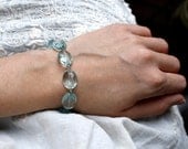 Aquamarine Bracelet . Blue Crystal Bracelet . March Birthday Jewelry . Blue Stone Bracelet . Aqua Quartz Bracelet - Amelie Collection