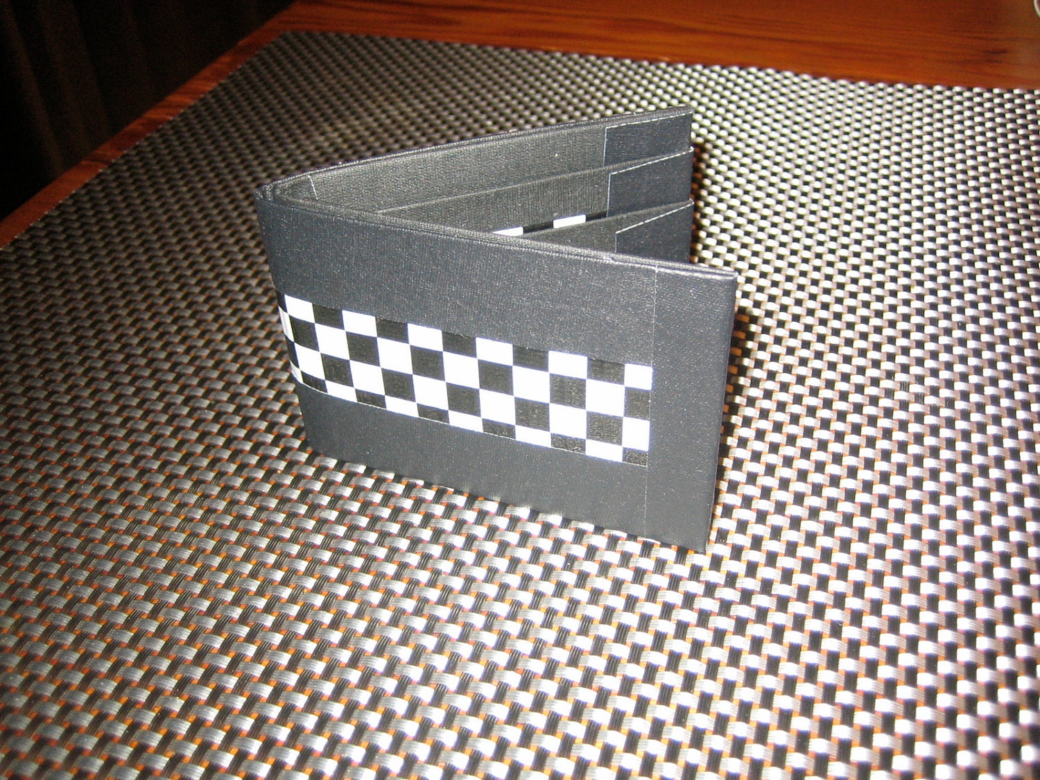 Duct tape wallet--made better with gaffer tape--checkerboard--7-pockets