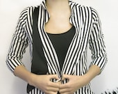 Black and White Striped TriPocket Cardigan - Sizes S/M, M/L, & L/XL