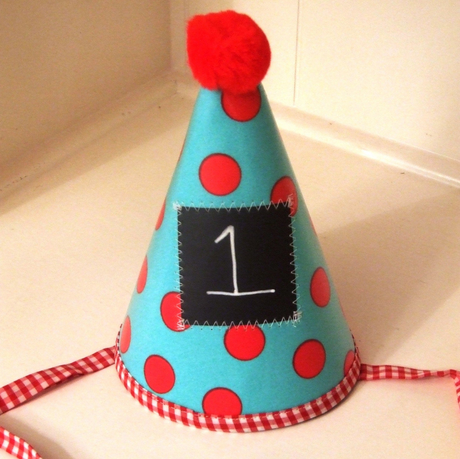 Chalkydoodles Chalky Spot (tm) Chalkboard Birthday Hat - Aqua Dot