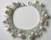 Pearl and Amazonite Sterling Silver Charm Bracelet
