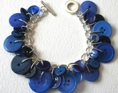 Wide Blue Yonder Button Charm Bracelet