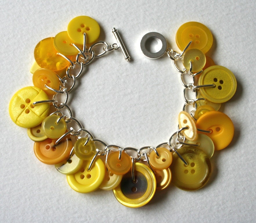 Button Charm Bracelet Bumblebee Yellow