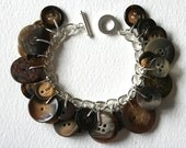 Button Charm Bracelet Deep Chocolate Brown