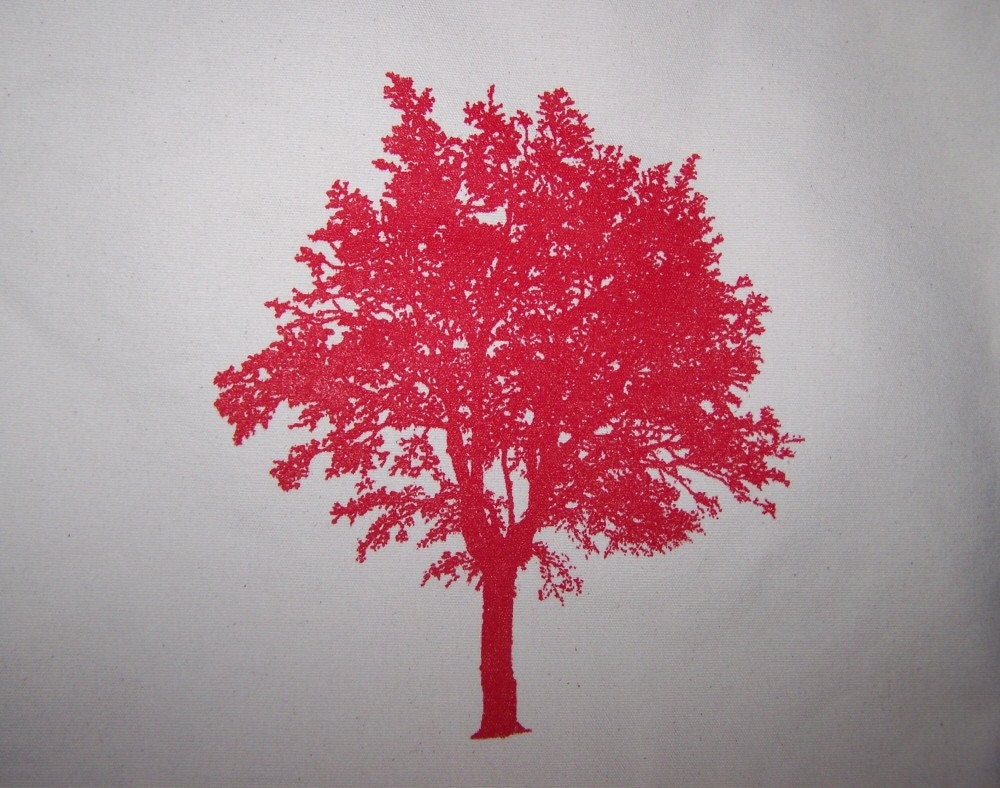 Reusable Organic Shopping Bag w/ Red Tree Design