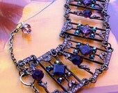Victorian Style Amethyst and Lavender Link Cuff Bracelet