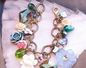 Flowers And Crystals-Bohemian Gypsy Chunky Charm Bracelet