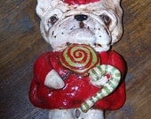 Folk Art Bakers Clay  French Bulldog Dog Frenchie Candy Cookie Ornament