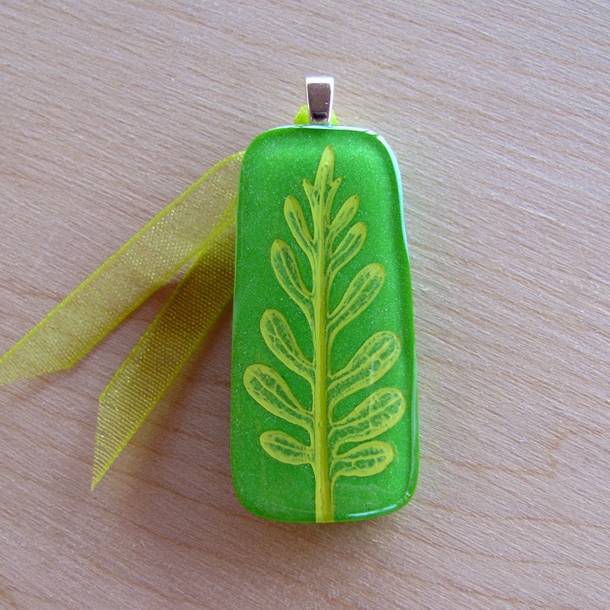 Botanical Horseradish Pendant Culinary Herb Spring Green Sunny Yellow Spring Botany Kitchen Garden