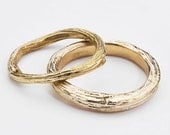 Wedding Rings in Yellow Gold  -  Organic Twig and Branch Design  -  Set of Bands