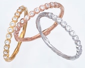 Diamond Wedding Band - Stacking Ring with Natural Twig - Modern Earthy and Eco Friendly Gold