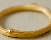 Matte Satin  Ring -  Stackable Twig Band   -  Recycled Yellow Gold