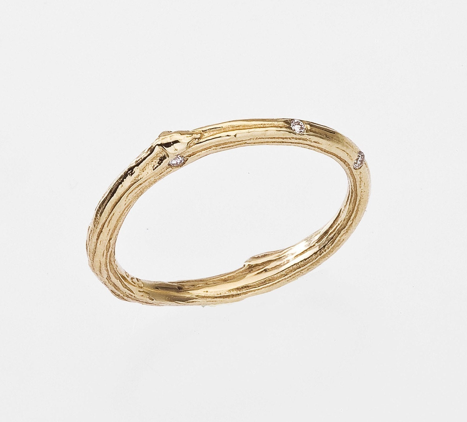 Diamond Wedding Band - Stacking Ring - Twig Ring from a Central Park NYC - Scattered Diamonds