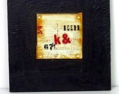 Sculpture. Vintage Industrial Wall Sculpture. Found Object Sculpture. Acrylic.Text .Wood. Paint. Assemblage 1