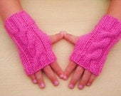 Instant download PDF Knitting Pattern Children's Cable Knit Wrist Warmers fingerless gloves Mittens Age 2 to 12 years.