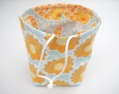 Reversible Drawstring Knitting bag or small project bag Kip bag Joel Dewberry citrine orange blue