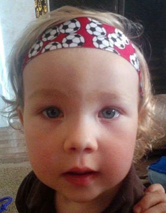 toddler - girls headband hair band1 1/2" red soccer balls