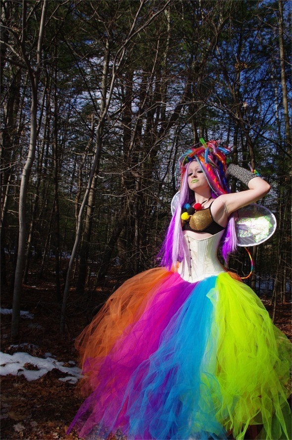 Neon Rainbow Faerie Formal Alternative Wedding Skirt Fae All Sizes MTCoffinz