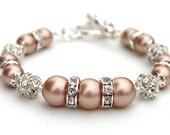 Pearl Bridal Bracelet, Powdered Almond Swarovski Pearl Bling Bracelet, Under 25, Wedding Jewelry, Wedding Bracelet