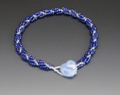Spiral Bracelet -- Handmade -- Blue -- Beadwoven Jewelry