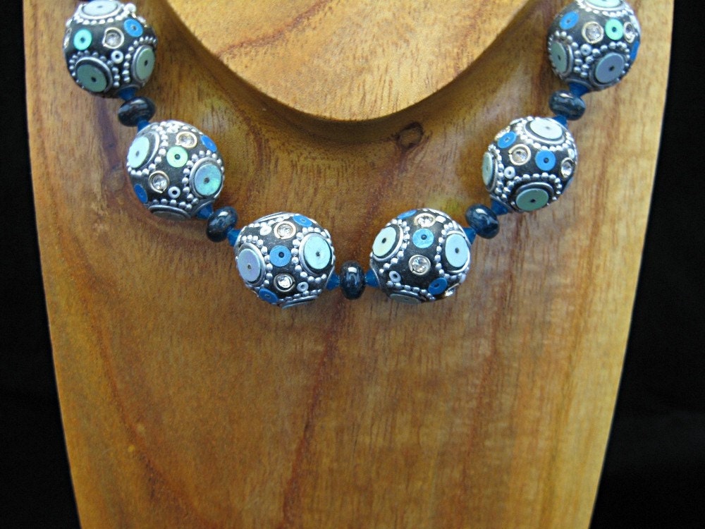 Beaded Tribal Necklace -- Handmade Belly Dance Jewelry