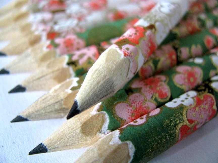 S A L E mini japanese paper-wrapped pencils - set of 10 - awakening