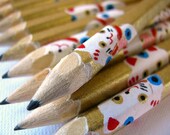 mini pencils wrapped in chiyogami - set of 10 - lucky cats