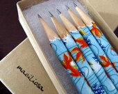 koi fish washi-wrapped japanese pencils - set of 5 - in the fishbowl
