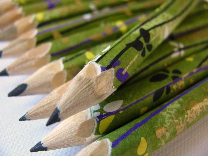 mini hand-wrapped japanese pencils - set of 10 - fanciful flight