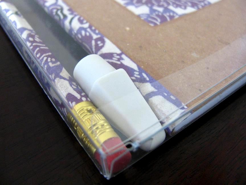 LIMITED EDITION journal made from recycled materials and japanese paper - notebook and pencil set - vibrant lotus (purple)