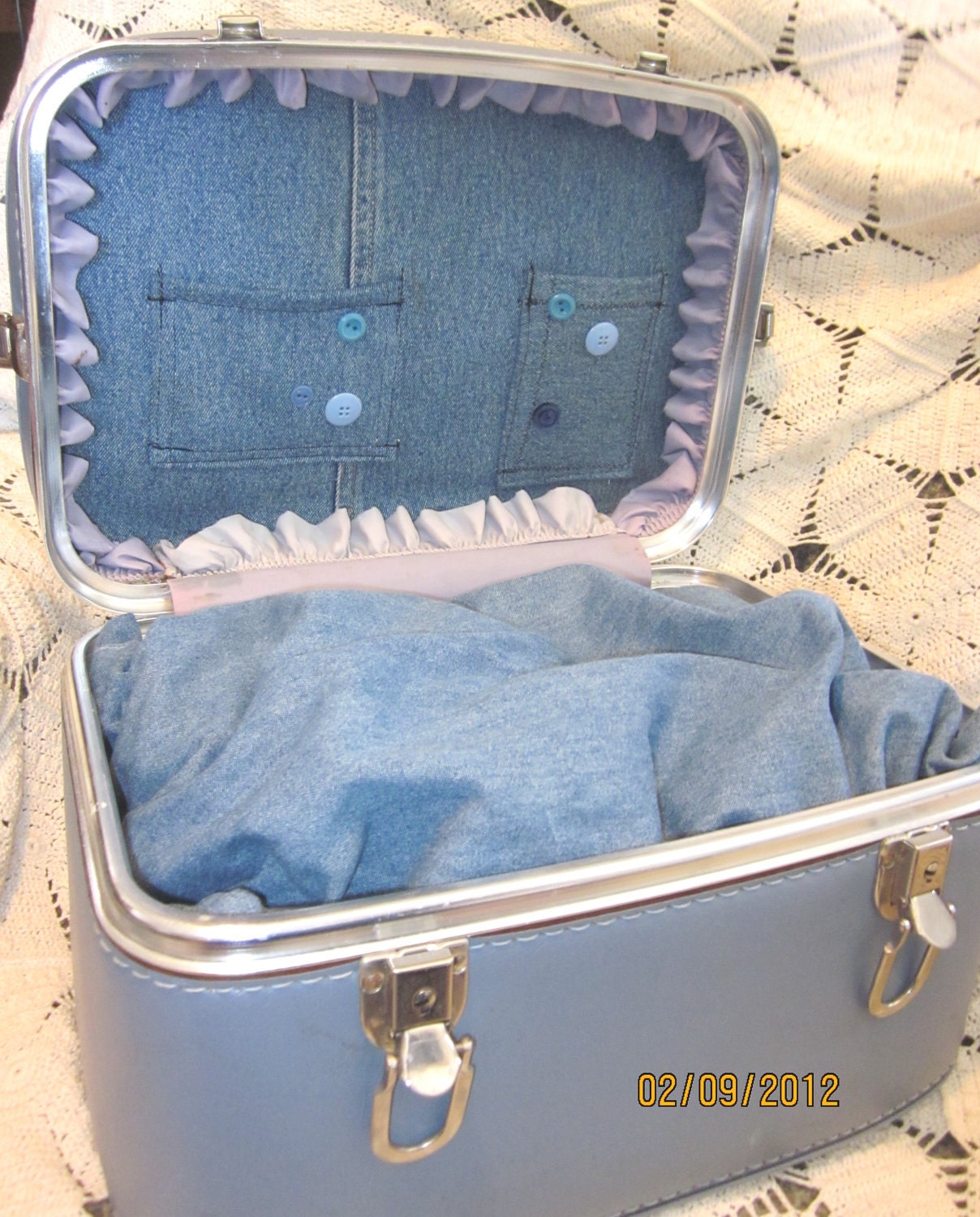 SALE--65% OFF Repurposed Vintage Train Case Pet Bed