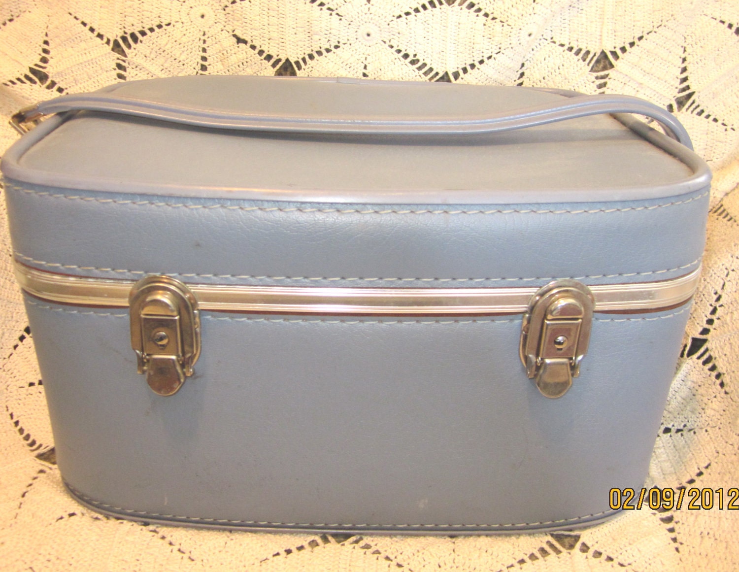 SALE--65% OFF Repurposed Vintage Train Case Pet Bed