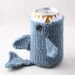 Monster Shark  - for your  Soda Can- Dusty Blue - This monster made it to the front page of Etsy