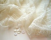 Wedding White Hand Knit Lace Audrey Stole in Silk and Wool - Bridal Accessories - Lacy Wrap