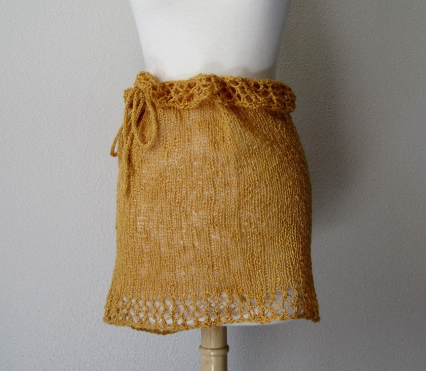 Summer Coverup - Tank Top, Haltertop, Skirt, Cowl - Women's Summer Fashion - Hand Knit Convert Cowl in Old Gold Lace