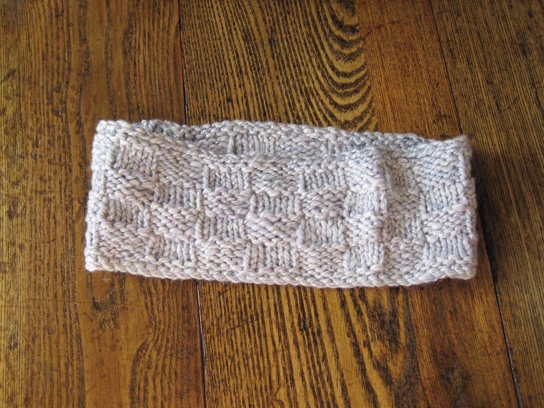 Lavender Winter Headband - Hand Knit in Soft Handspun Wool and Silk