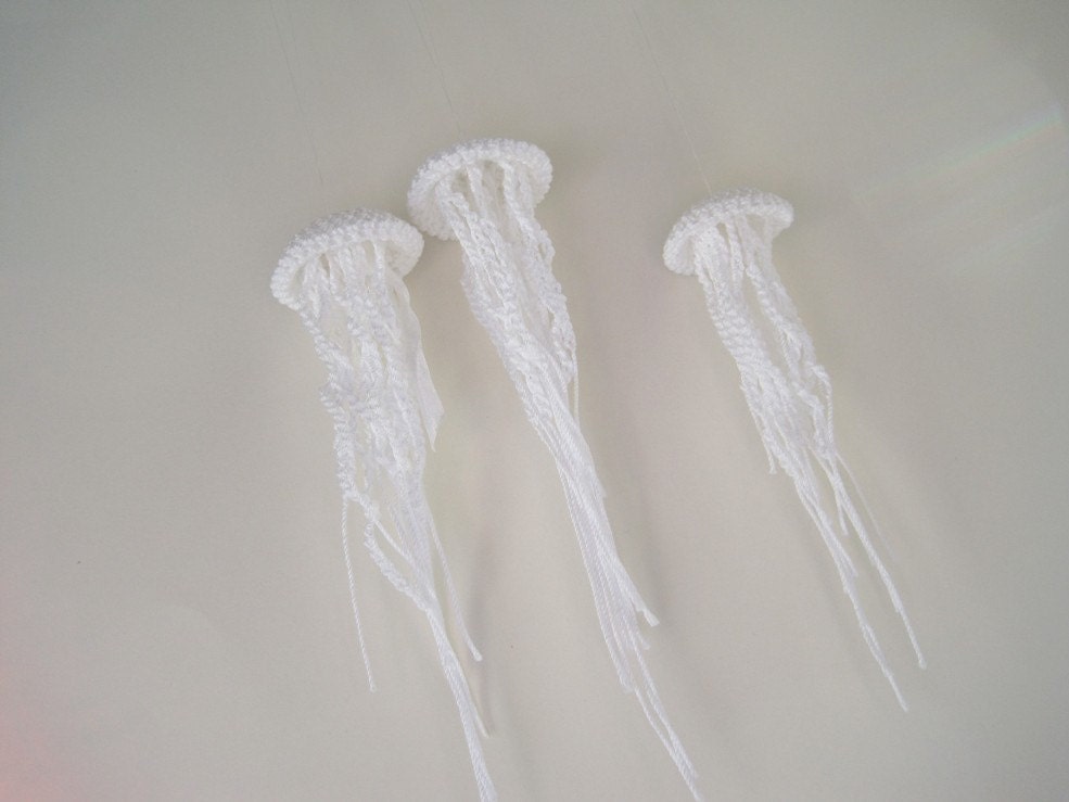 Three Tiny Moon Jellyfish in Cotton and Silk - Handmade to Order