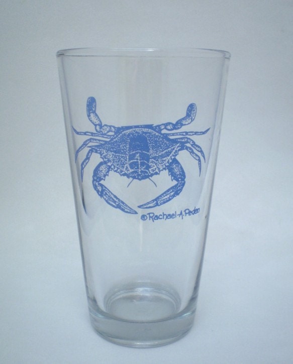 Pub Beer Mixing glasses with Chesapeake Bay Blue Crab, set of 4